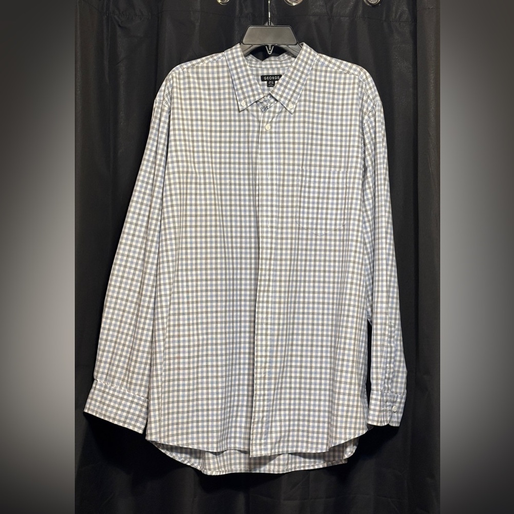 George Men's Blue Checkered Shirt